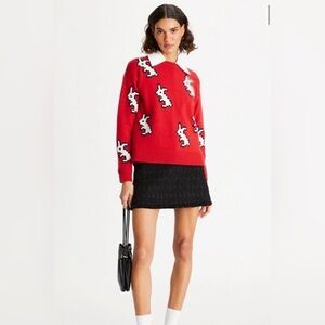 Tory Burch Reversible Jacquard Rabbit Sweater
